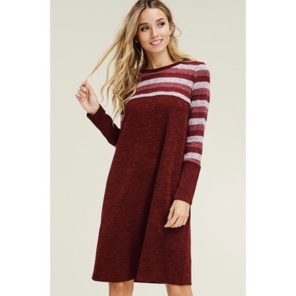Maroon Sweater Dress - Picture 3 of 5